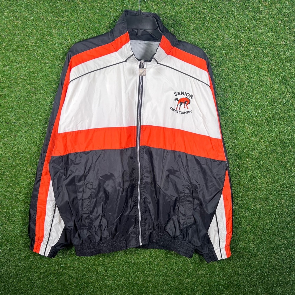 Vintage Pro Celebrity Senior Cross‎ Country Windbreaker Jacket Black Orange L